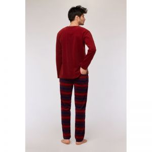 Herenpyjama in velours 495 donkerrood