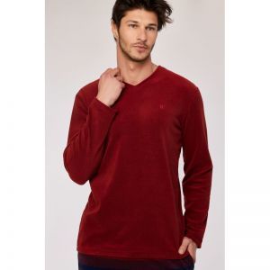 Herenpyjama in velours 495 donkerrood