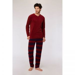 Herenpyjama in velours 495 donkerrood