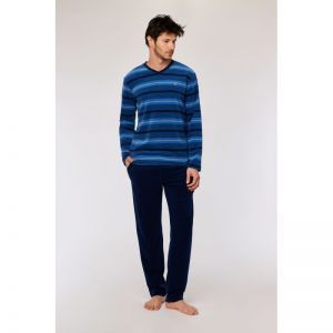 Herenpyjama in velours 943 blauwe stre