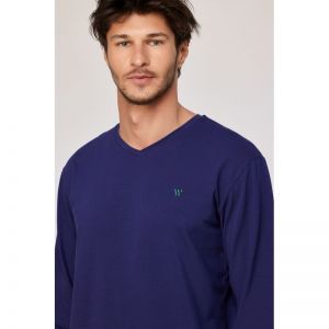 Herenpyjama, lange mouwen 897 donkerblauw