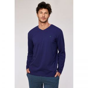 Herenpyjama, lange mouwen 897 donkerblauw