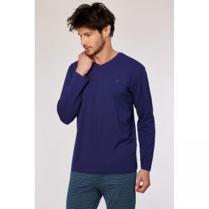 Herenpyjama, lange mouwen 897 donkerblauw
