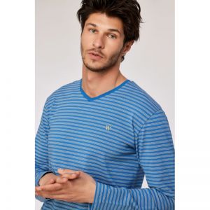 Herenpyjama, lange mouwen 924 blauw-gele