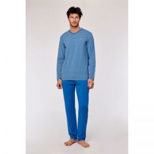 Herenpyjama, lange mouwen 924 blauw-gele