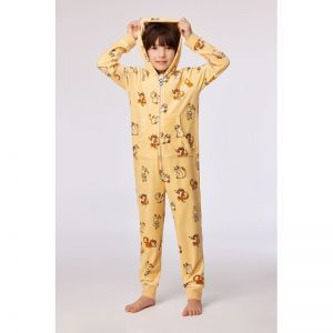 Unisex onesie in velours 920 gele katten