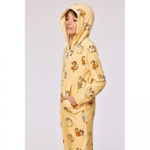 Unisex onesie in velours 920 gele katten