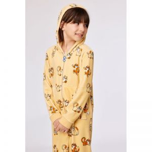 Unisex onesie in velours 920 gele katten