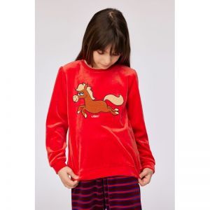 Meisjespyjama in velours 489 rood