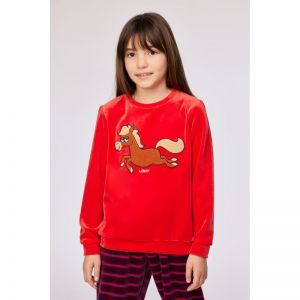 Meisjespyjama in velours 489 rood