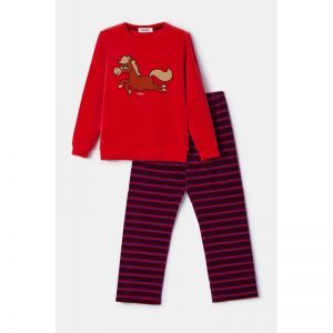 Meisjespyjama in velours 489 rood
