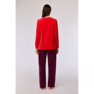 Damespyjama in velours 489 rood