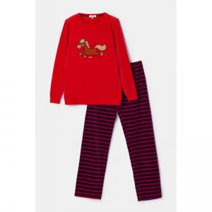Damespyjama in velours 489 rood