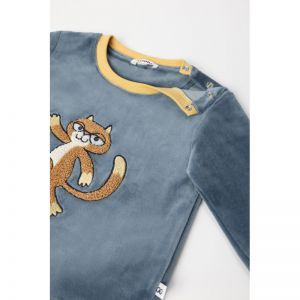 Jongenspyjama in velours 189 blauwgrijs