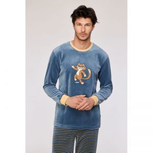 Herenpyjama in velours 189 blauwgrijs