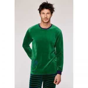 Herenpyjama in velours 792 donkergroen