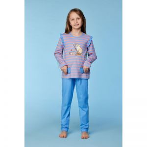 Meisjespyjama, lange mouwen 911 blauw-roze