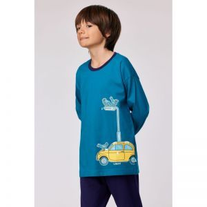 Jongenspyjama lange mouwen 795 groenblauw