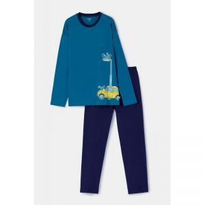 Herenpyjama lange mouwen 795 groenblauw