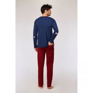 Herenpyjama lange mouwen 893 donkerblauw
