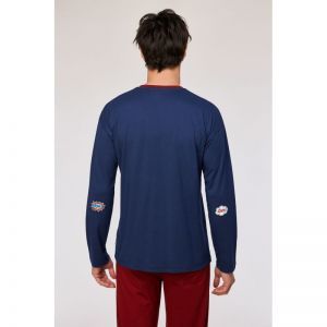 Herenpyjama lange mouwen 893 donkerblauw