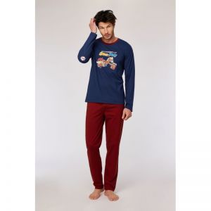 Herenpyjama lange mouwen 893 donkerblauw