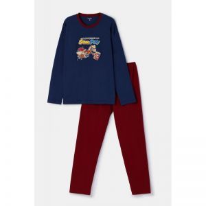 Herenpyjama lange mouwen 893 donkerblauw