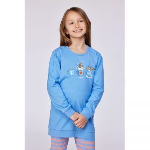 Meisjespyjama, lange mouwen 863 blauw