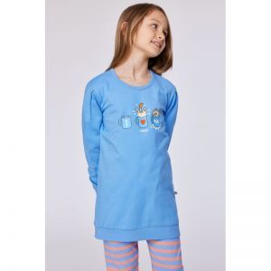 Meisjespyjama, lange mouwen 863 blauw