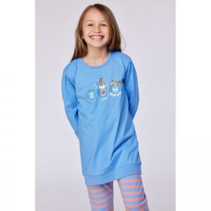 Meisjespyjama, lange mouwen 863 blauw