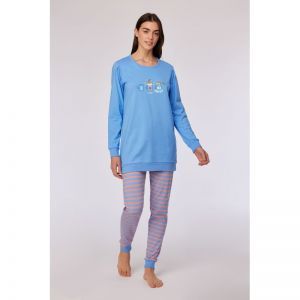 Damespyjama lange mouwen 863 blauw