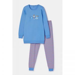 Damespyjama lange mouwen 863 blauw