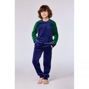 Jongenspyjama in velours 897 donkerblauw