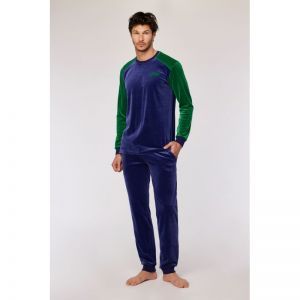 Herenpyjama in velours 897 donkerblauw