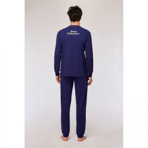 Herenpyjama, lange mouwen 897 donkerblauw