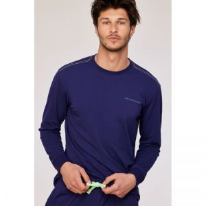 Herenpyjama, lange mouwen 897 donkerblauw