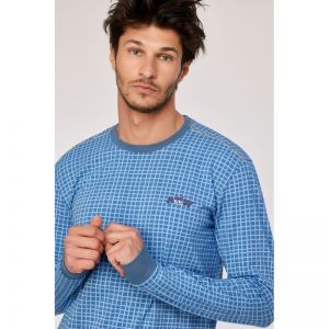 Herenpyjama, lange mouwen 926 blauwe ruit