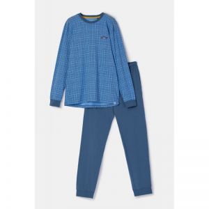 Herenpyjama, lange mouwen 926 blauwe ruit