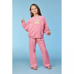 Meisjespyjama in velours 404 roze