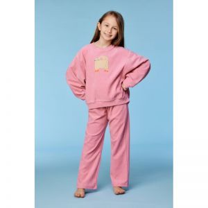 Meisjespyjama in velours 404 roze