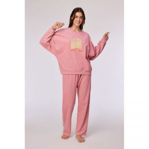 Damespyjama in ribvelours 404 roze