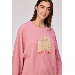 Damespyjama in ribvelours 404 roze