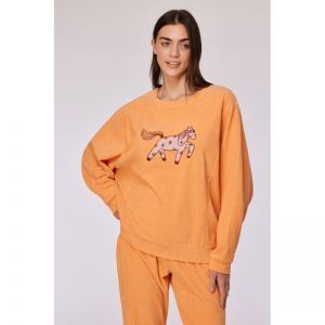 Damespyjama in ribvelours 509 zacht oranj