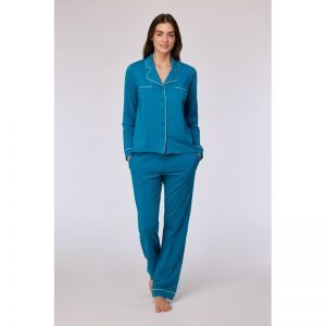 Damespyjama, lange mouwen 795 groenblauw