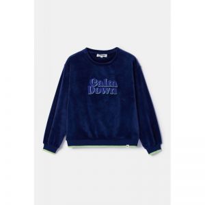 Meisjespyjama in velours 897 donkerblauw