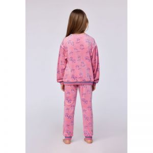 Meisjespyjama in velours 951 roze katten