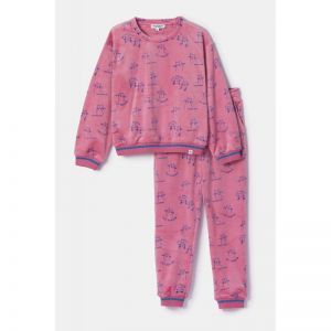 Meisjespyjama in velours 951 roze katten
