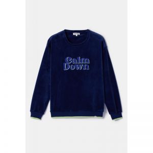 Damespyjama in velours 897 donkerblauw