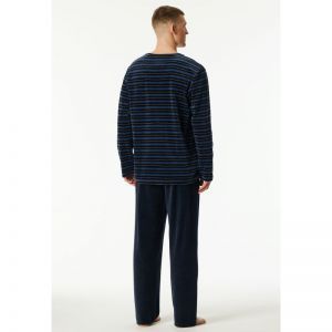 Herenpyjama in velours 804 nachtblauw