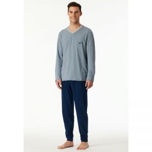 Herenpyjama lange mouwen 803 donkerblauw